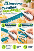 Kapatıver Şarjlı Mini Poşet Kapatıcı ve Kesici | 2’si 1 Arada